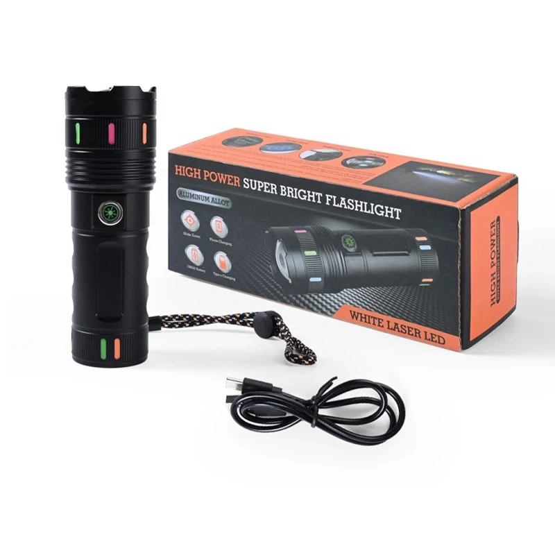 High Power Super Bright Flashlight Multicolor in head